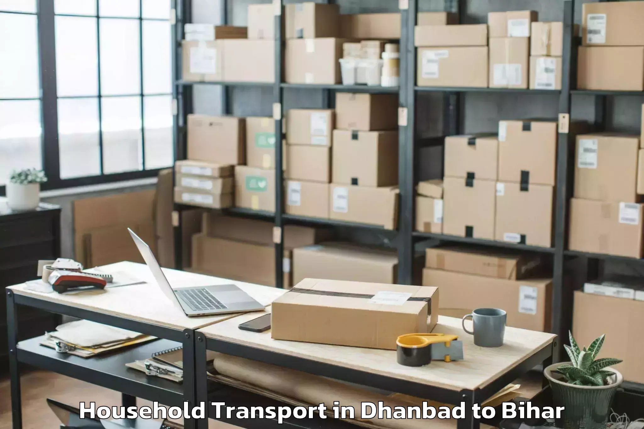 Affordable Dhanbad to Bairgania Household Transport